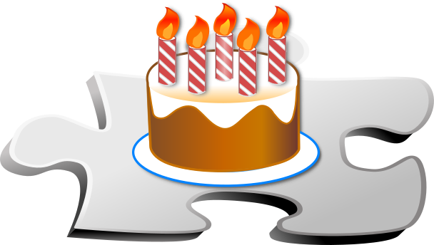Birthday Cake With Candles On Puzzle Piece PNG