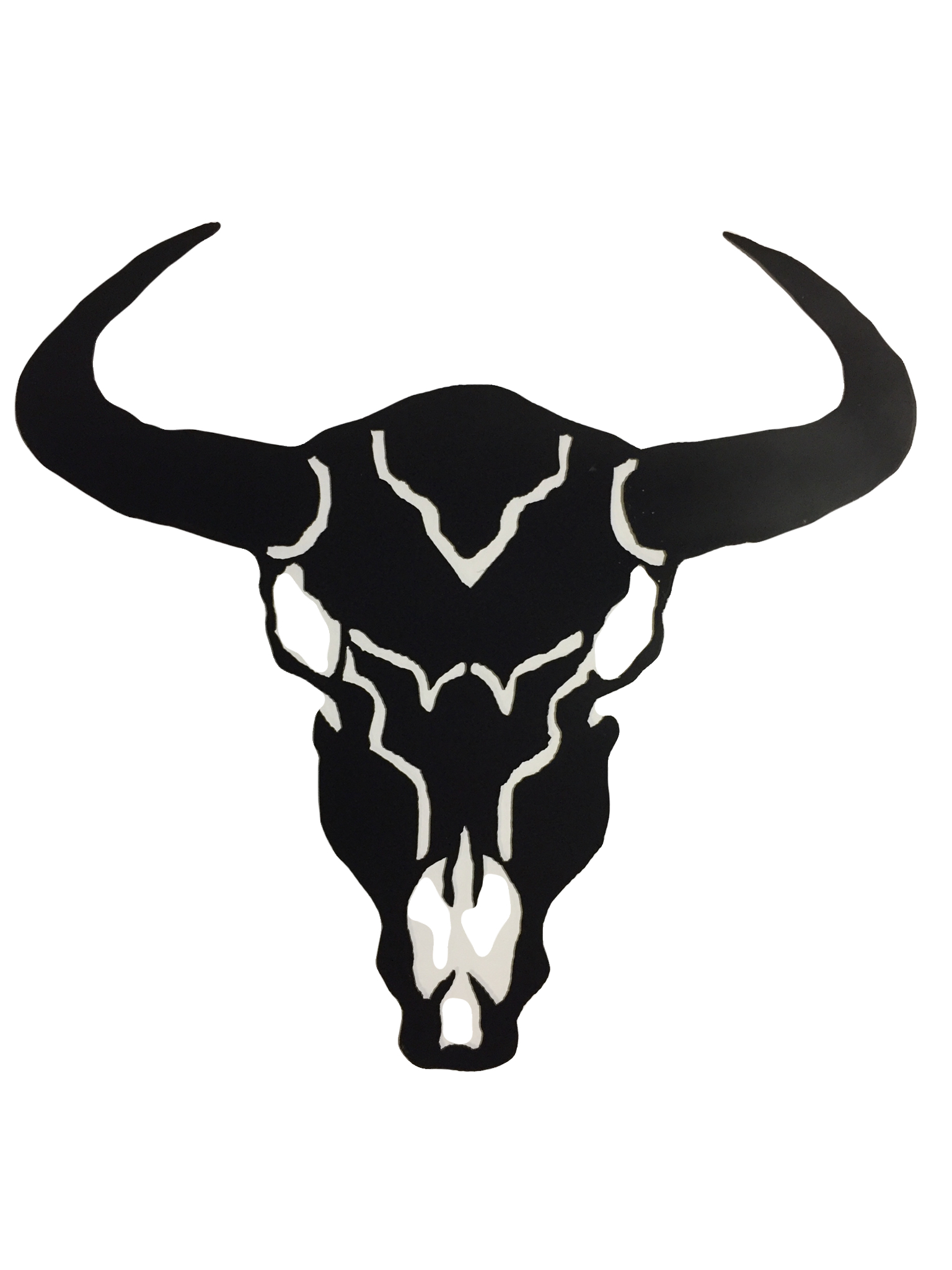 Black Bison Skull with White Inlay Lines