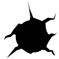 Black Bullet Hole with Jagged Crack Lines