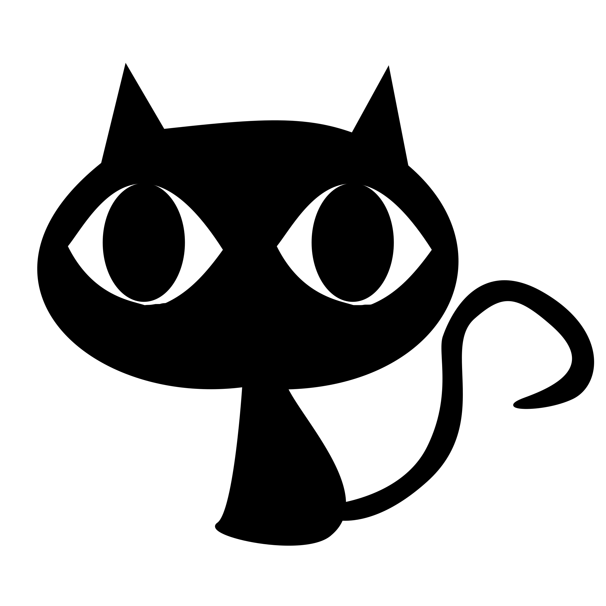 Black Cartoon Cat Big Eyes Silhouette Ultra HD PNG
