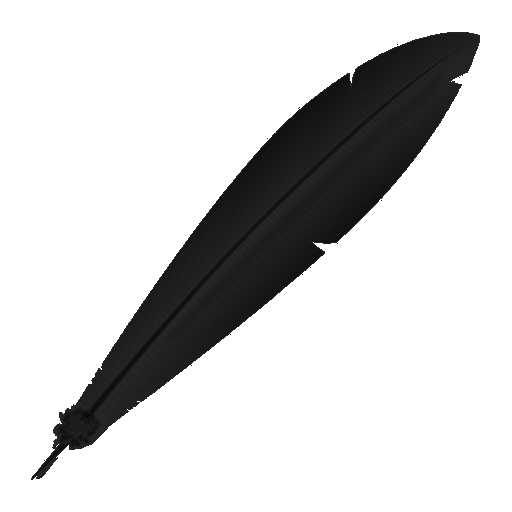 Black Feather Quill With Soft Shading Diagonal PNG Transparent Image