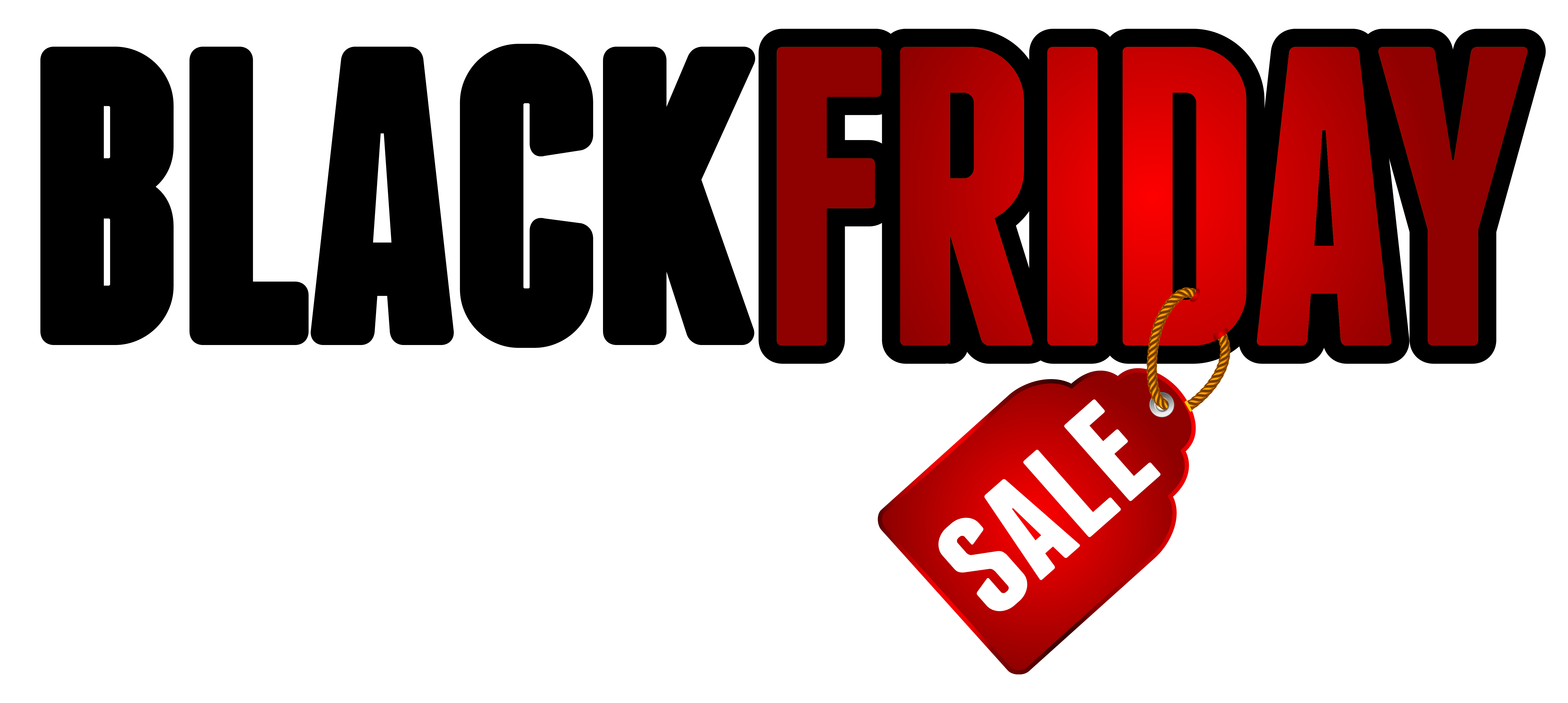 Black Friday Bold Text With Red Sale Tag 6K PNG Clipart