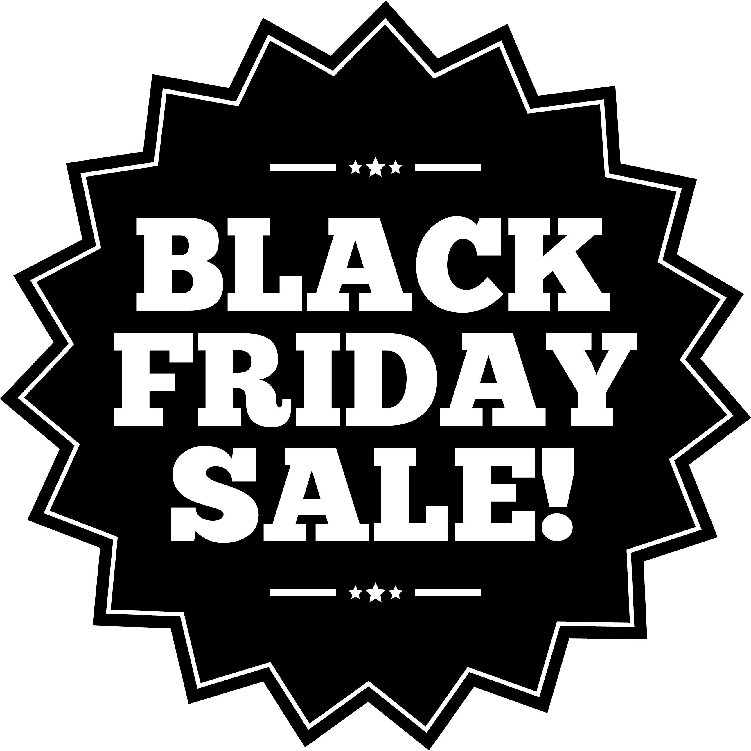 Black Friday Sale Starburst Badge Black 2K PNG