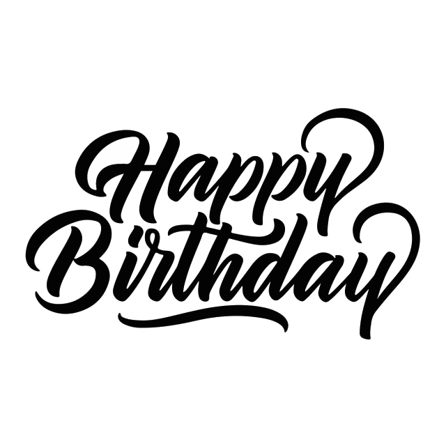 Black Happy Birthday Brush Script Lettering PNG Clipart