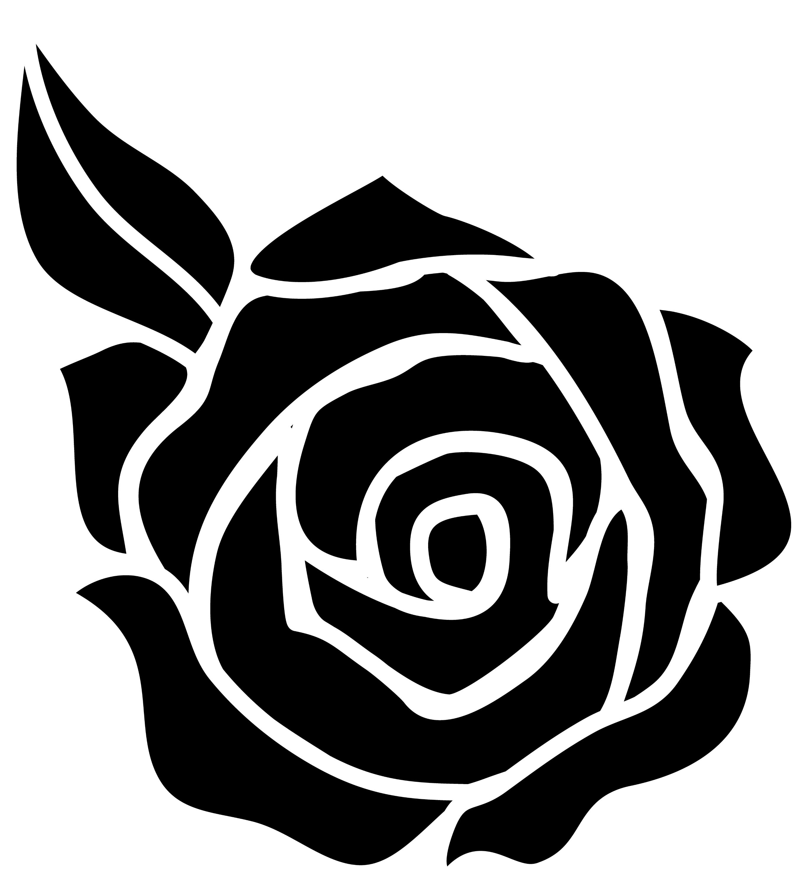 Black Rose Head Stencil Silhouette Ultra HD PNG Image With Transparency