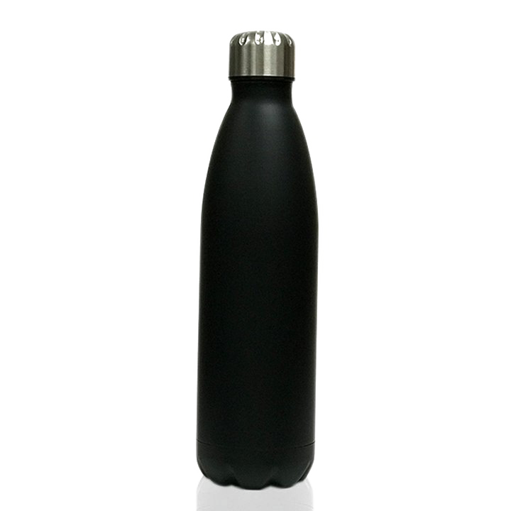 Black Stainless Steel Insulated Water Bottle PNG