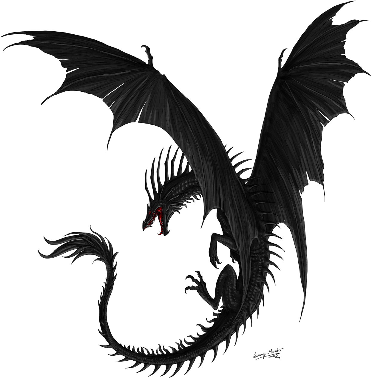 Black Dragon with Spiked Wings and Tail