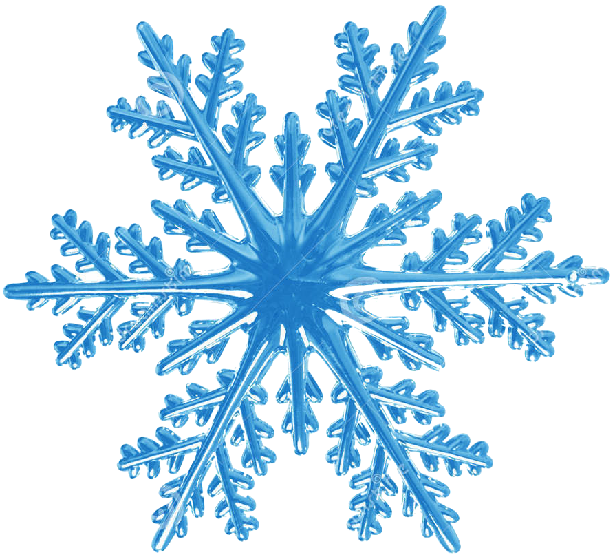 Blue Ice Crystal Snowflake 3D Glossy PNG Image With Transparency
