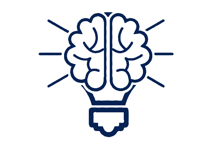 Brain In Light Bulb Navy Line Icon Idea PNG Transparent Image