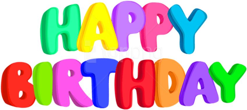 Bright 3D Inflated Happy Birthday Letters PNG