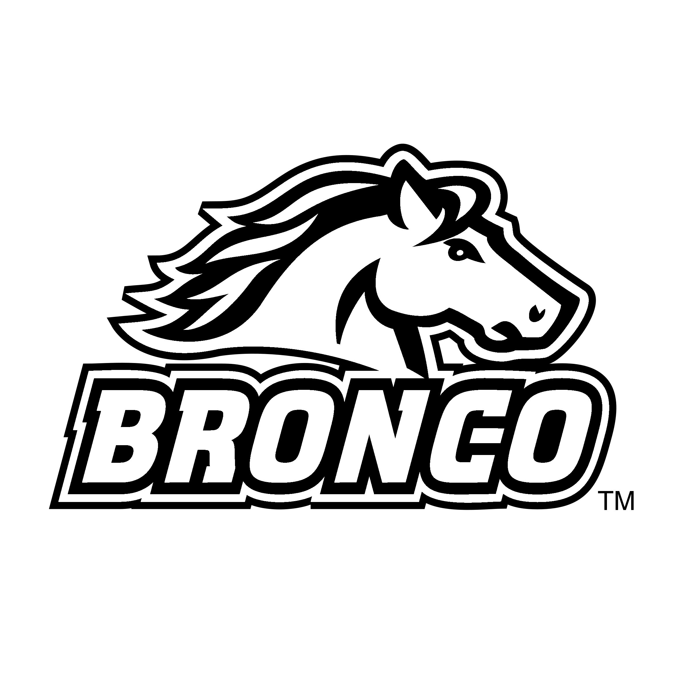 Bronco Horse Head Logo in Black and White