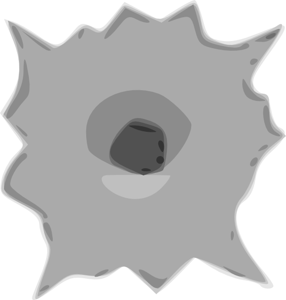 Grey Cartoon Bullet Hole Impact Graphic