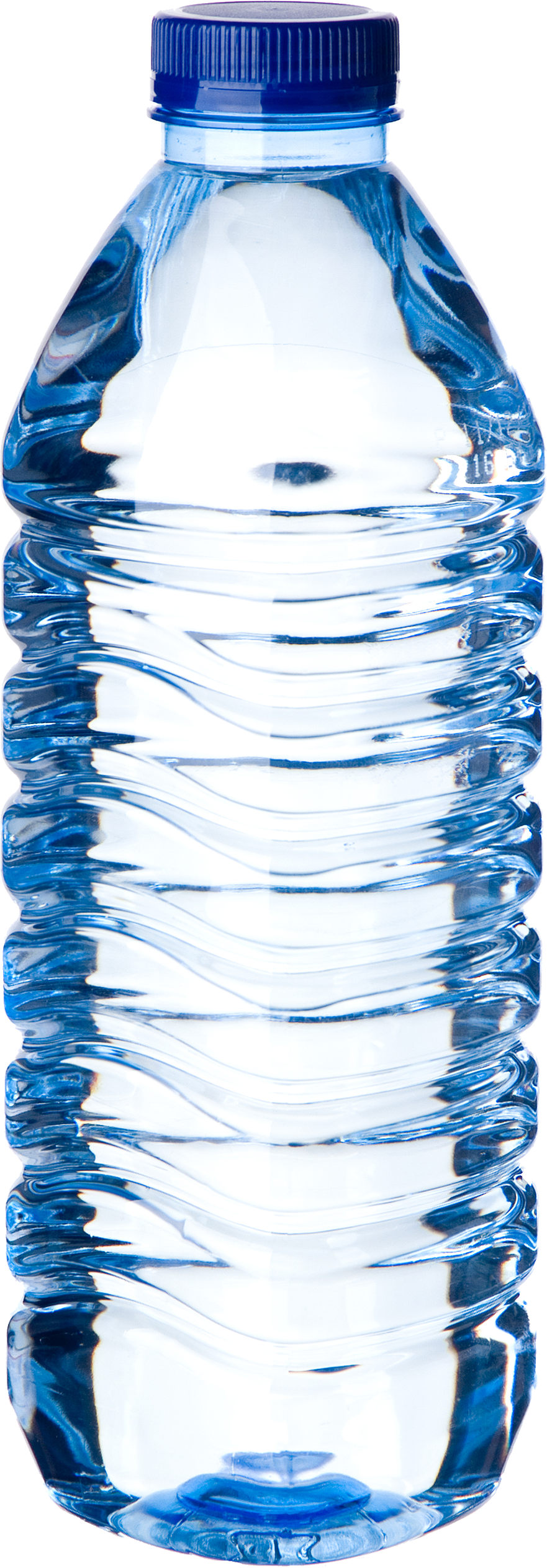 Clear Plastic Water Bottle With Blue Cap Tall Ultra HD PNG