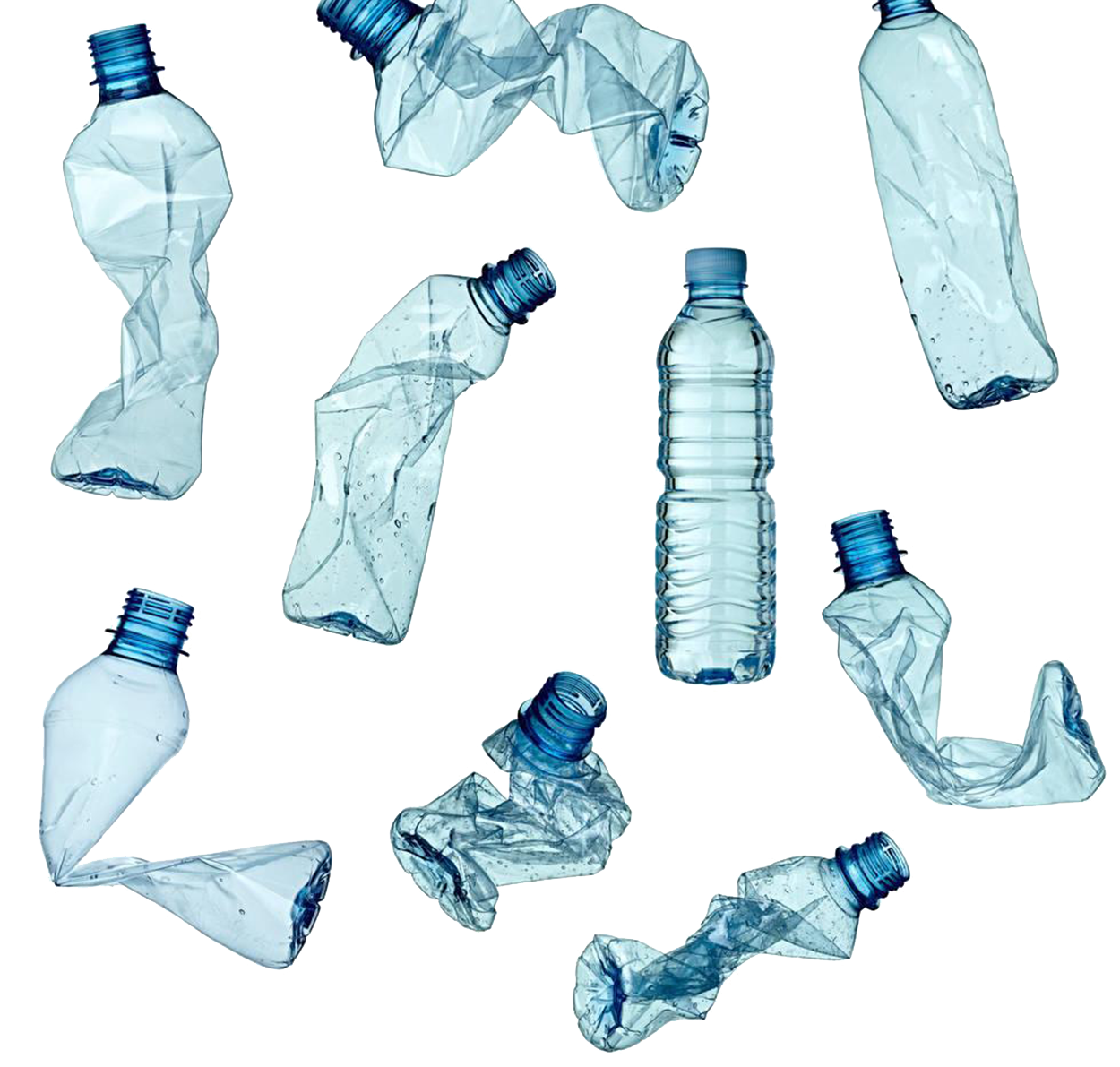Collection Of Crushed Plastic Bottles Scattered PNG Picture