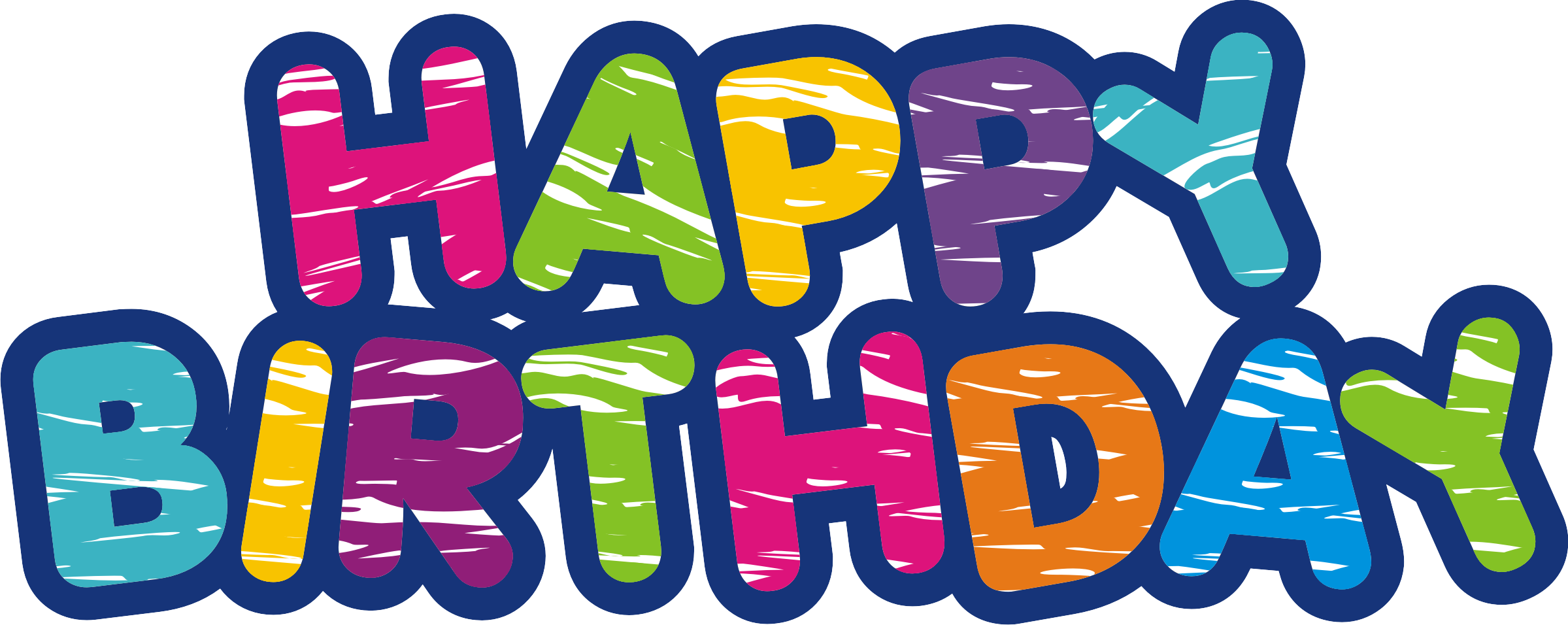 Colorful Happy Birthday Bubble Letters Text Ultra HD PNG