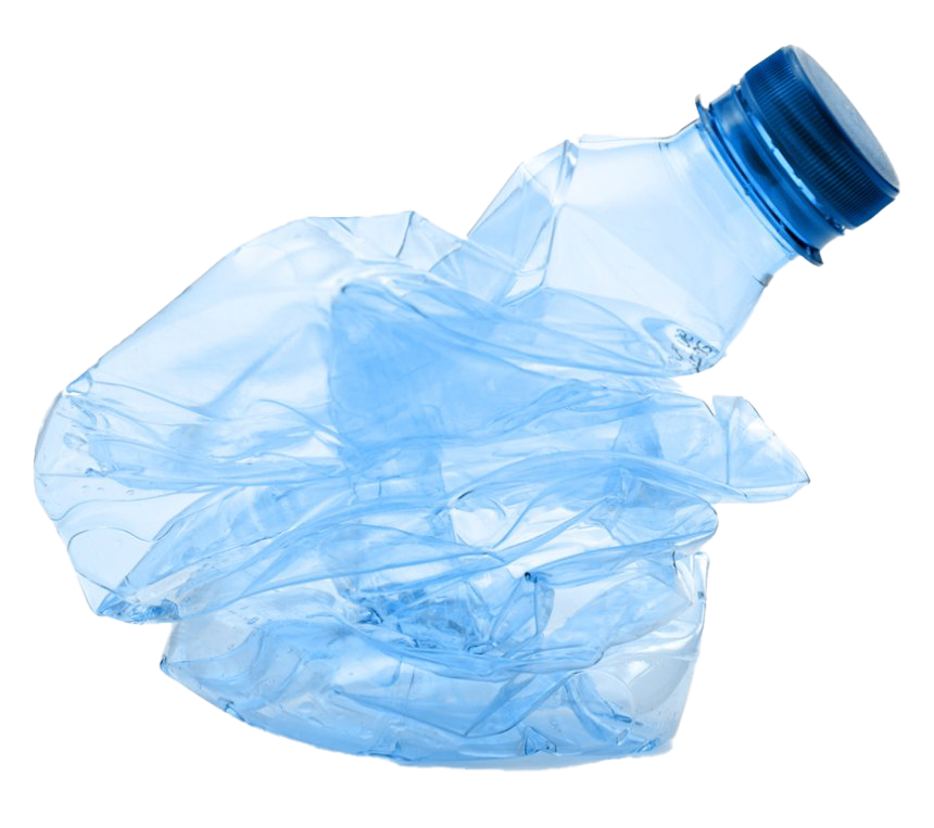 Crushed Blue Plastic Water Bottle Close Up PNG Free Download