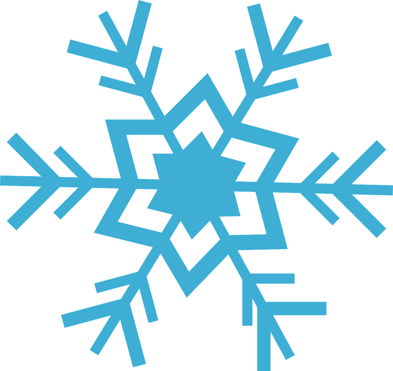 Cyan Geometric Snowflake Icon Large PNG Picture