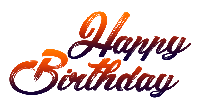 Dark Red Happy Birthday Elegant Script Text PNG Free Download