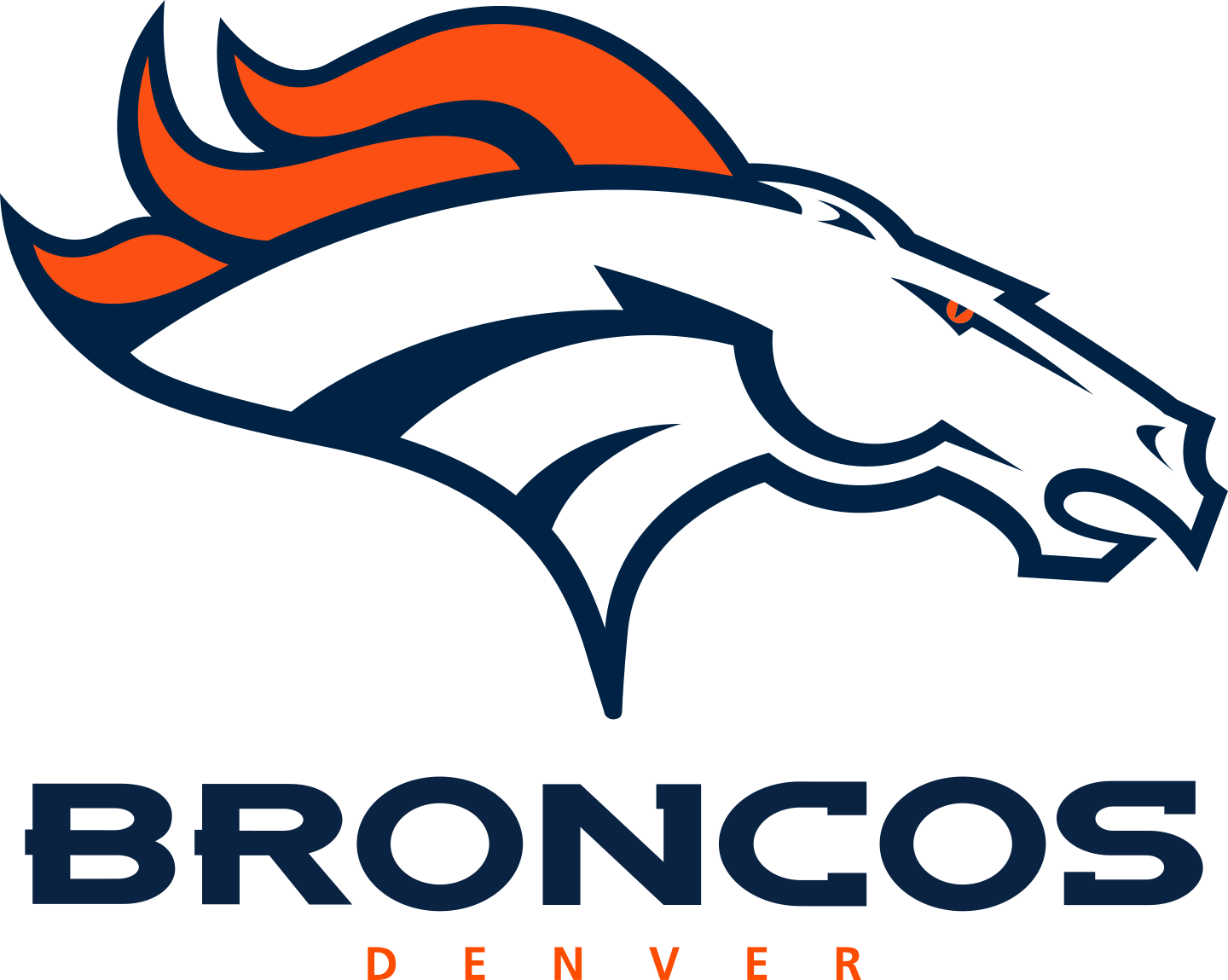 Navy Bronco Horse Head Logo with Orange Mane