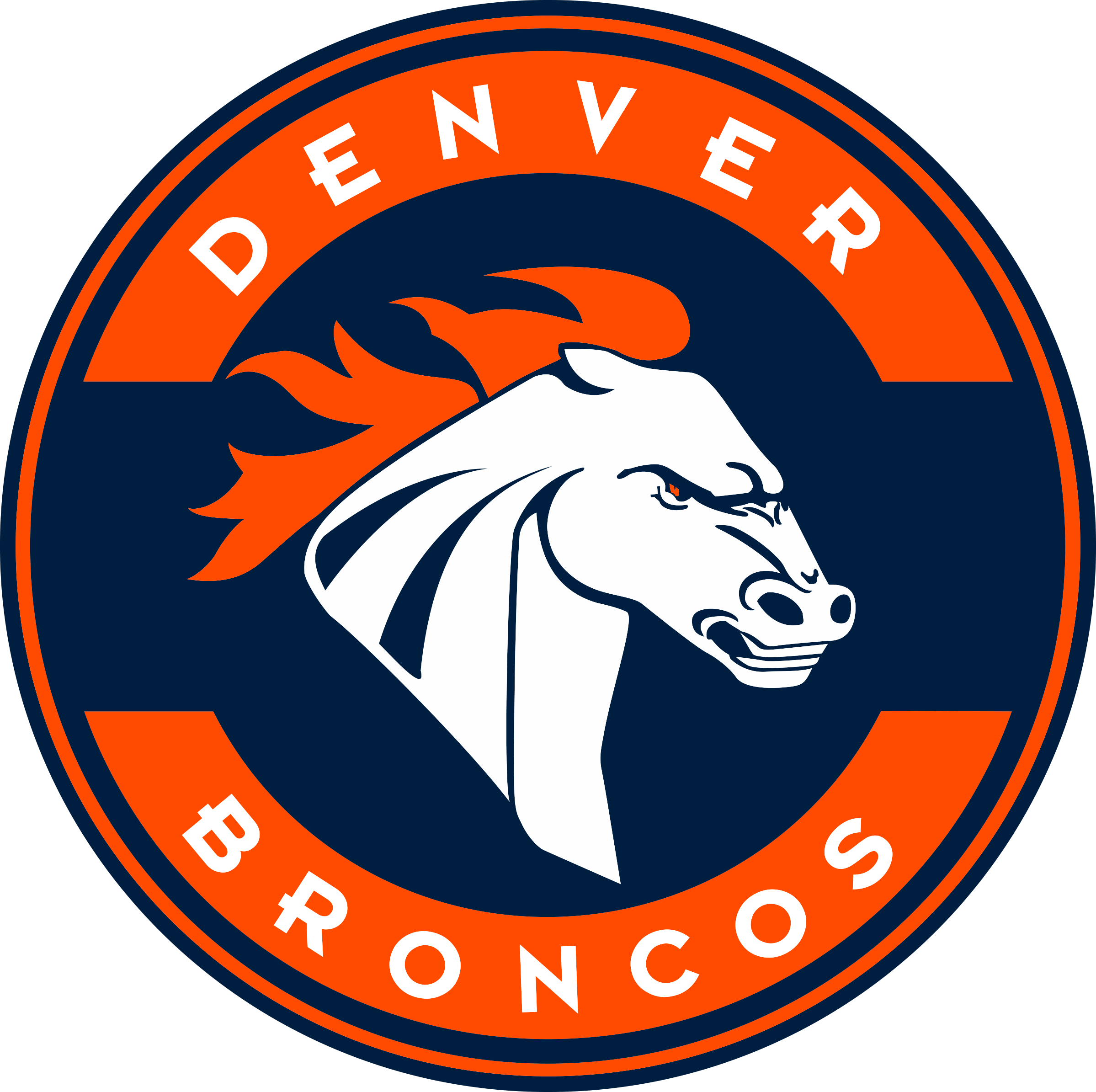 Denver Broncos Round Badge Logo Navy And Orange Ultra HD PNG Image With Transparency
