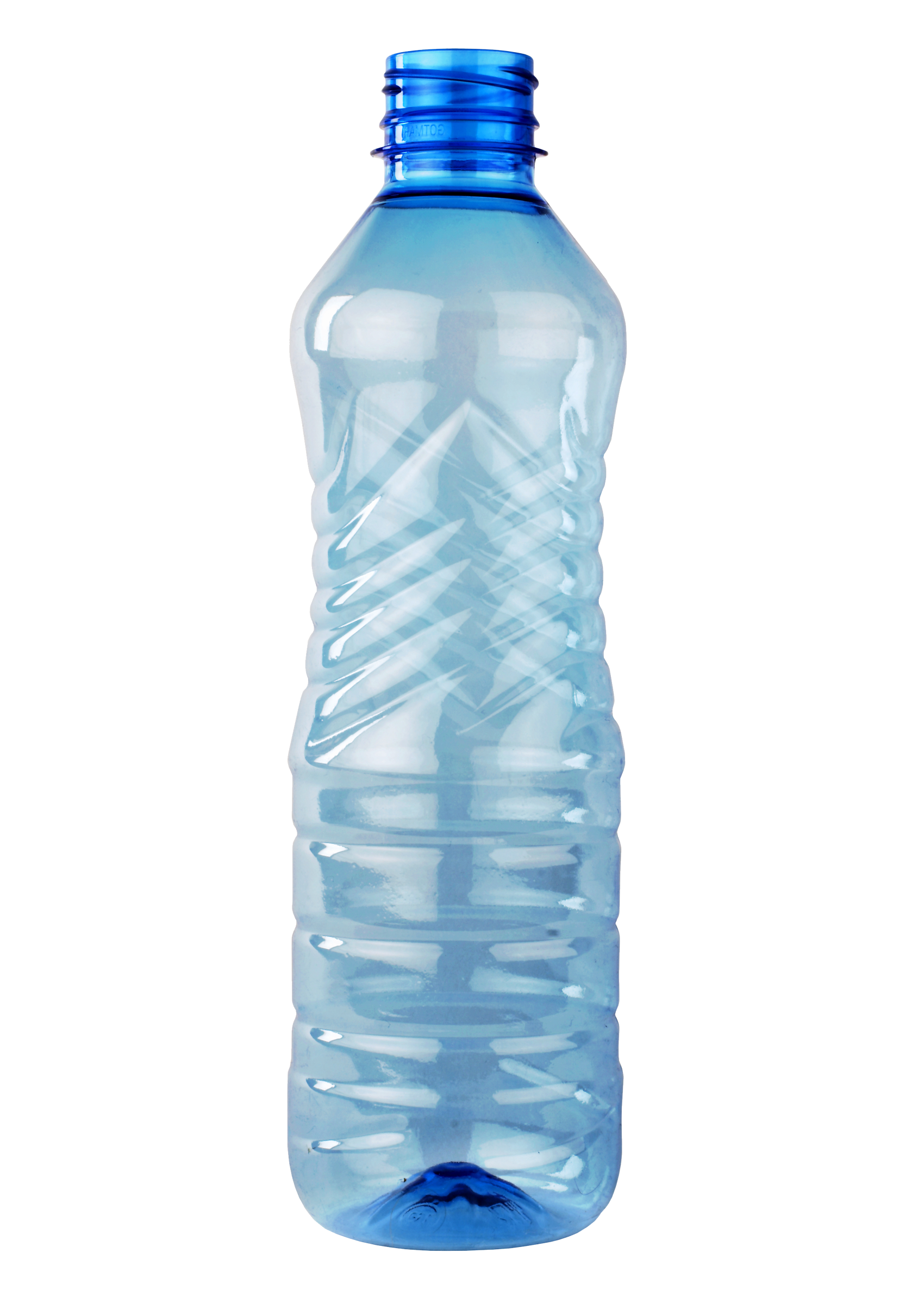 Empty Clear Plastic Bottle With Blue Cap Ultra HD PNG Photo