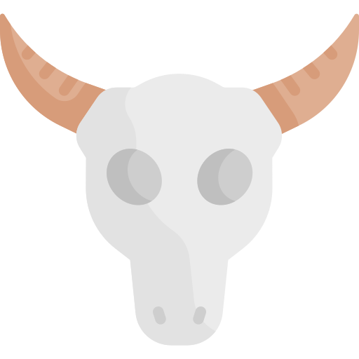 Flat White Bull Skull Icon With Peach Horns PNG Image With Transparency