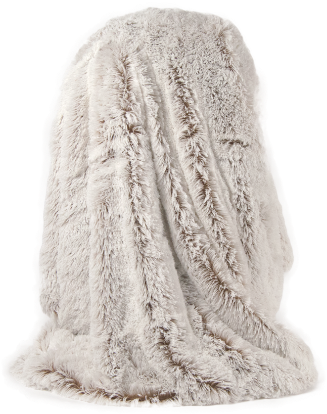 Fluffy Faux Fur Throw Blanket Draped Cream Transparent Background PNG Image