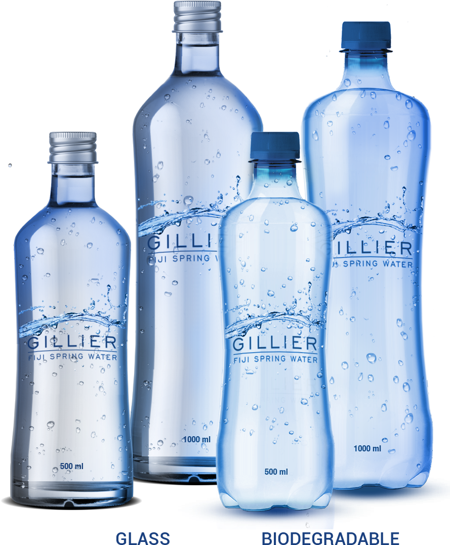 Gillier Glass Spring Water Bottles Set PNG Graphic