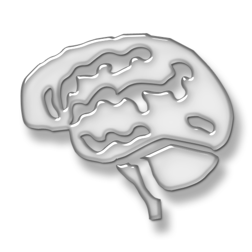 Silver Glossy Brain Icon with Embossed Edges