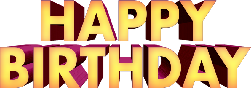 Gold 3D Happy Birthday Letters Bold PNG Graphic