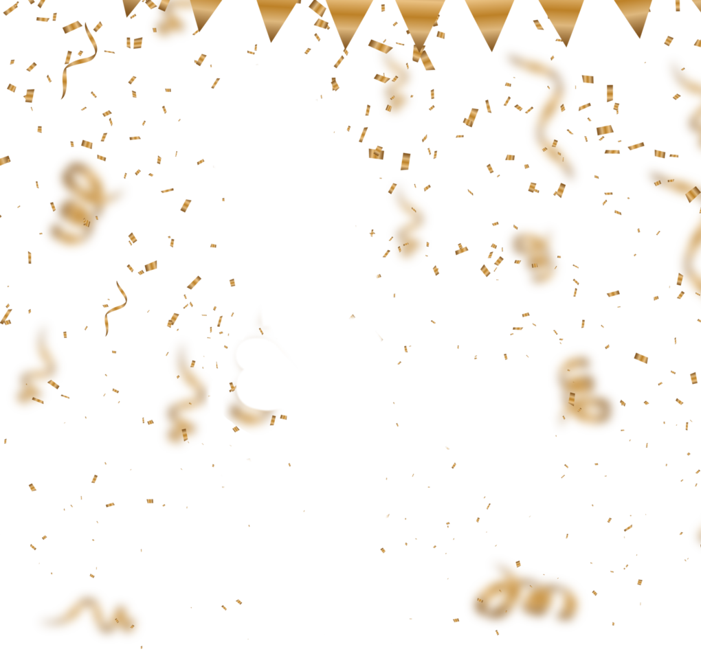 Gold Confetti And Bunting Falling Overlay PNG