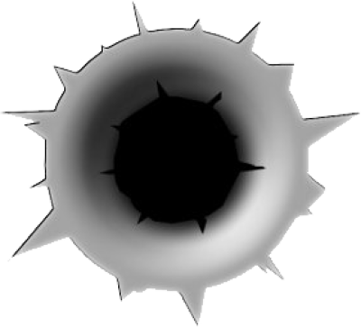 Grey Gradient Bullet Hole with Jagged Cracks