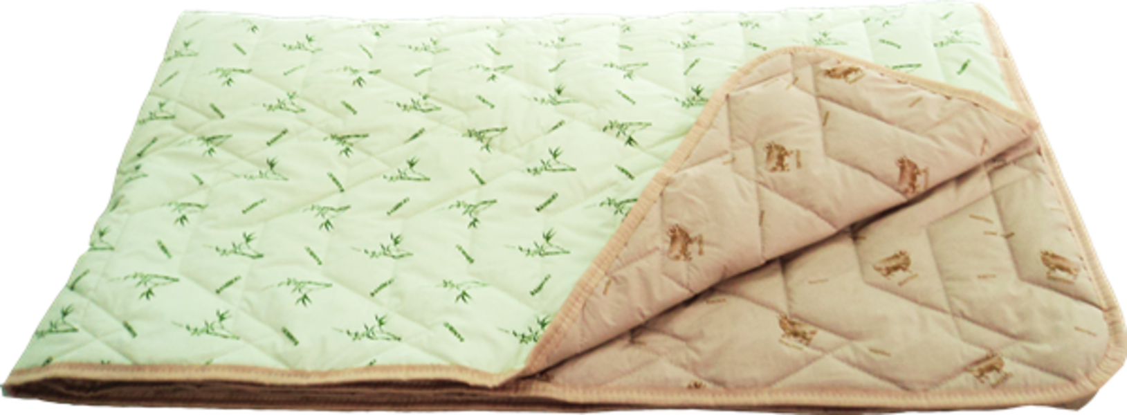 Green Bamboo Print Quilted Blanket Folded Corner Ultra HD PNG