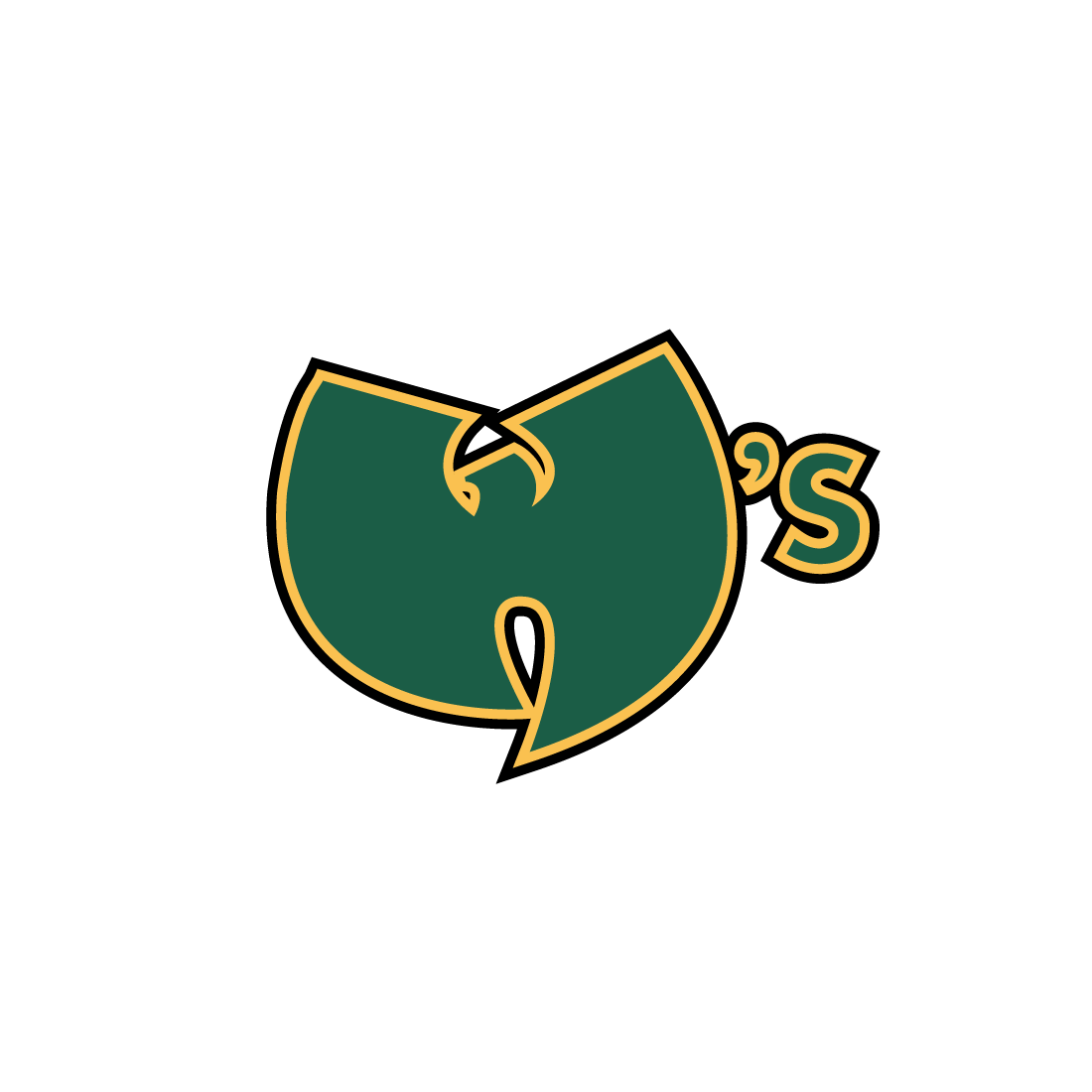 Green Wu Tang W Logo With Yellow Outline Sticker PNG