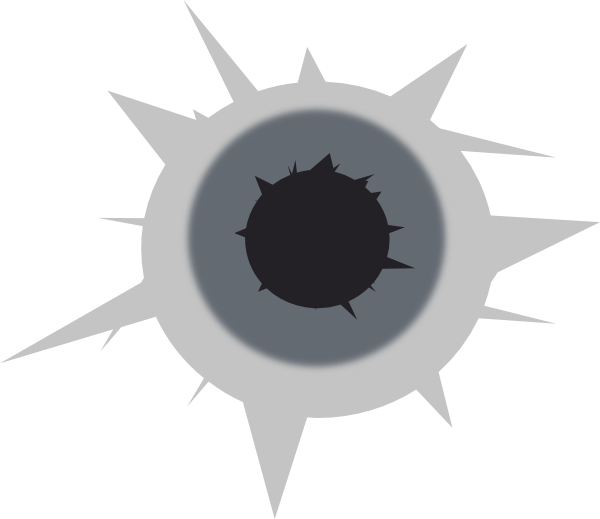 Grey Bullet Hole Cartoon with Sharp Cracks