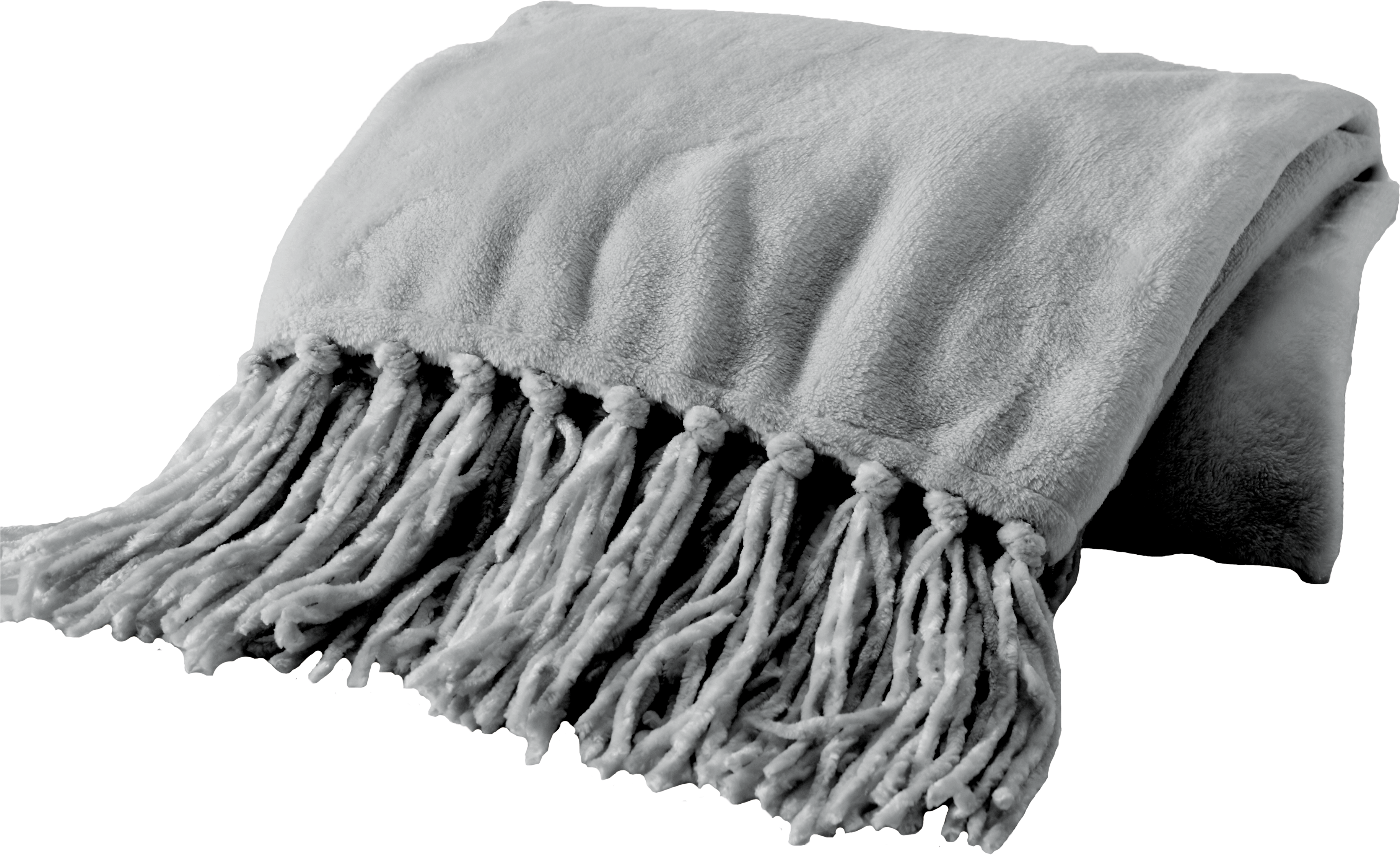 Grey Fringed Throw Blanket Draped Ultra HD PNG Overlay