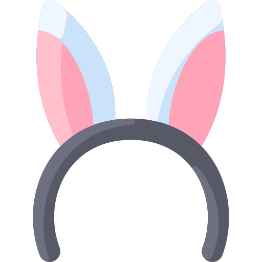 Grey Headband With Pink Bunny Ears Flat PNG