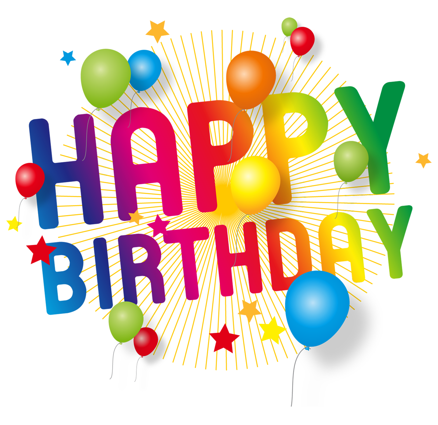 Happy Birthday 3D Letters With Balloons And Stars PNG Photo