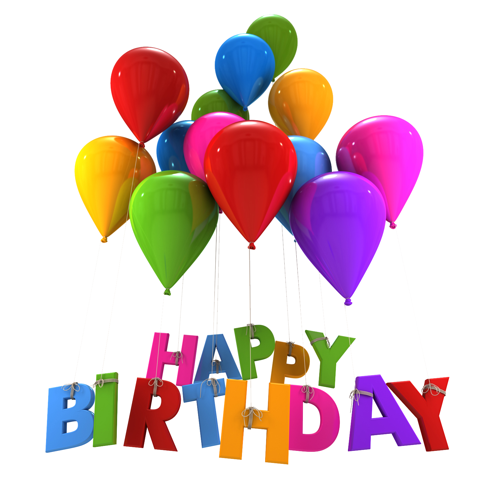 Happy Birthday Balloons With Hanging Letters Ultra HD PNG Transparent Image