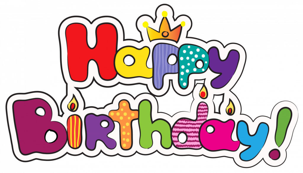 Happy Birthday Bubbly Text With Crown And Candles PNG