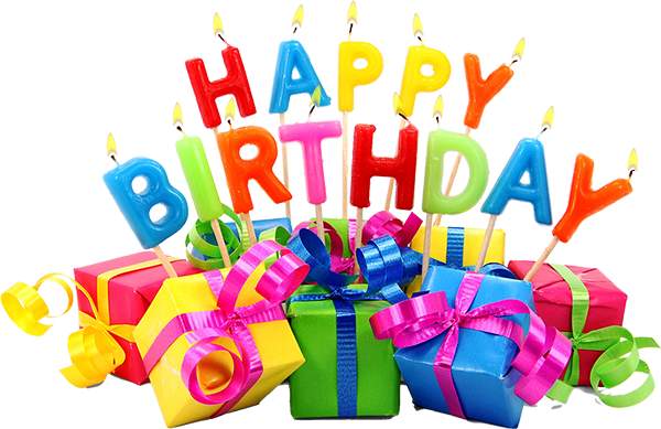 Happy Birthday Candles With Wrapped Gift Boxes PNG Sticker