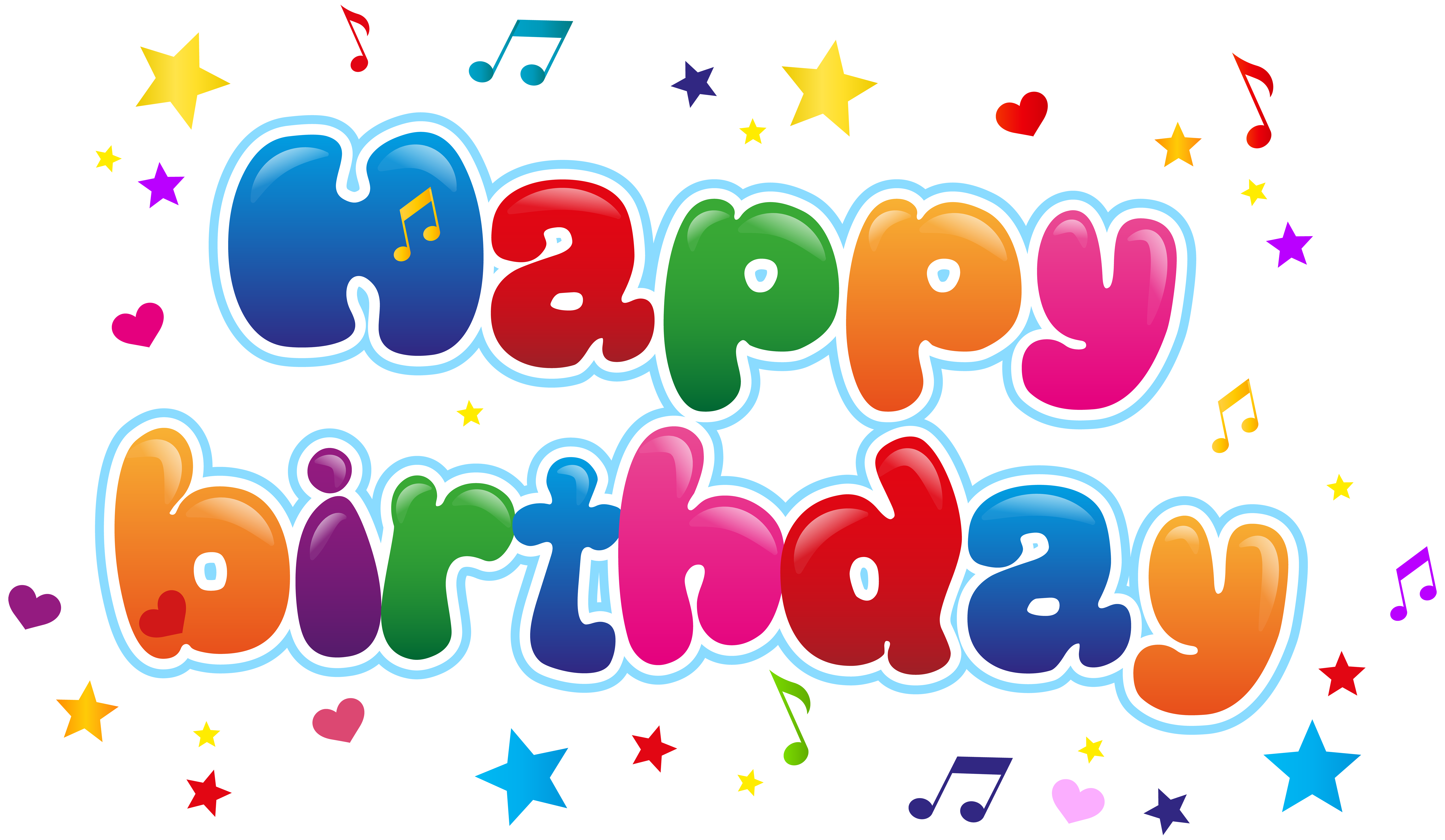Happy Birthday Colorful Kids Letters With Stars 8K PNG