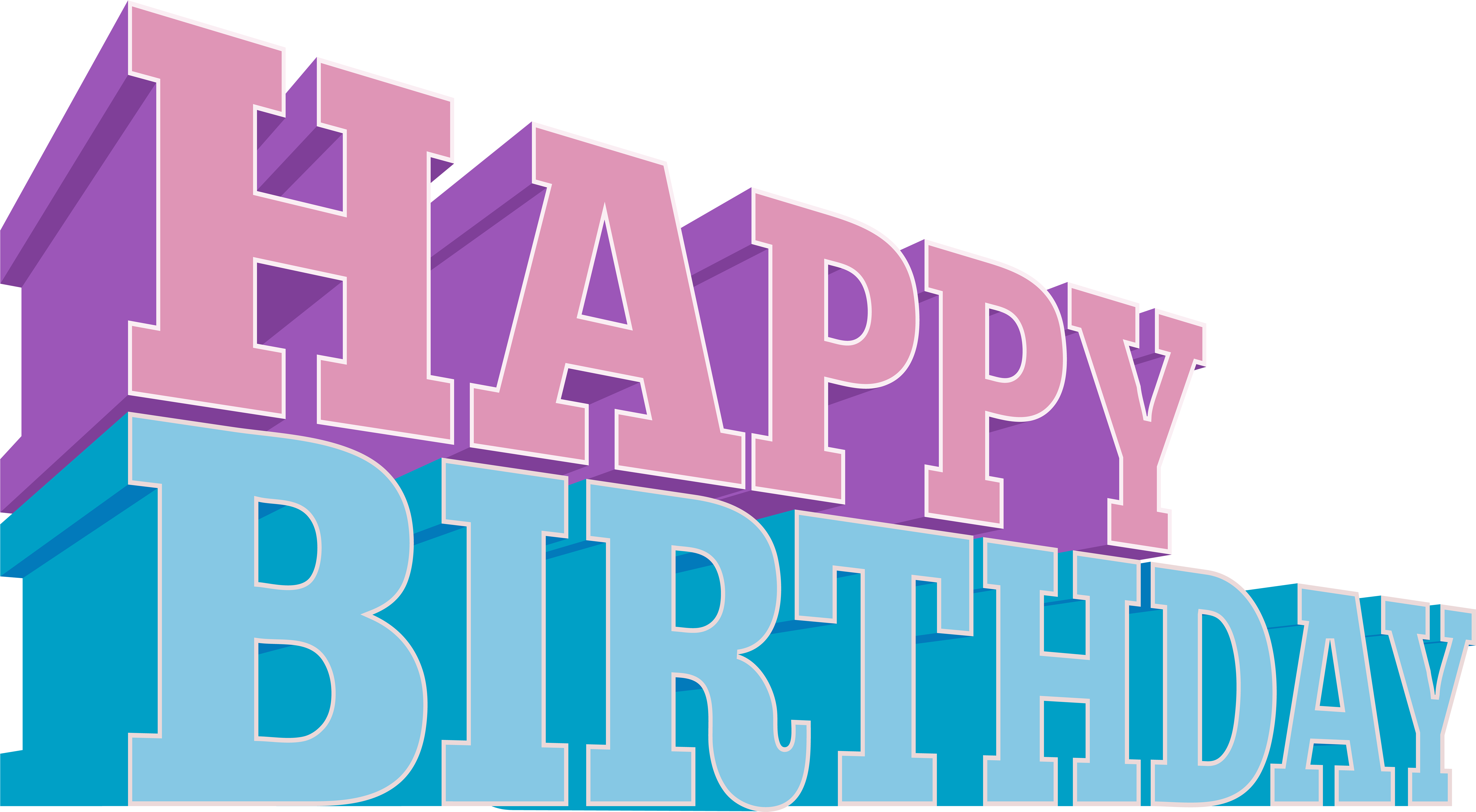 Happy Birthday Pink And Blue 3D Block Letters 8K PNG Picture