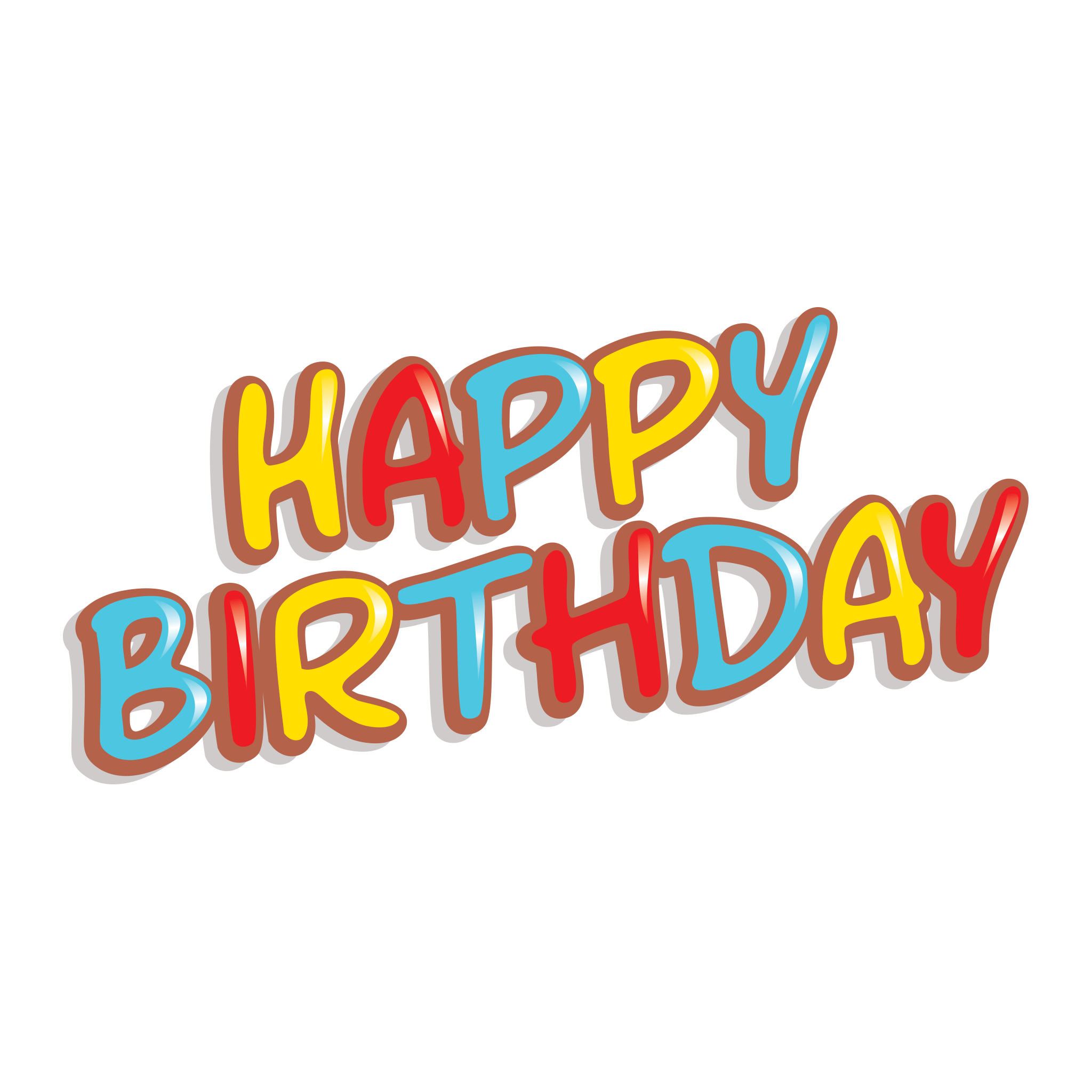 Happy Birthday Playful Yellow Teal And Orange Lettering PNG