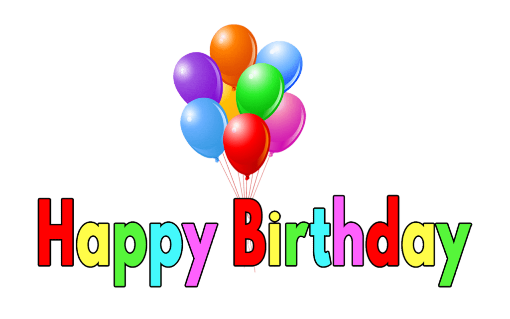 Happy Birthday Rainbow Text With Balloons Bunch PNG Sticker