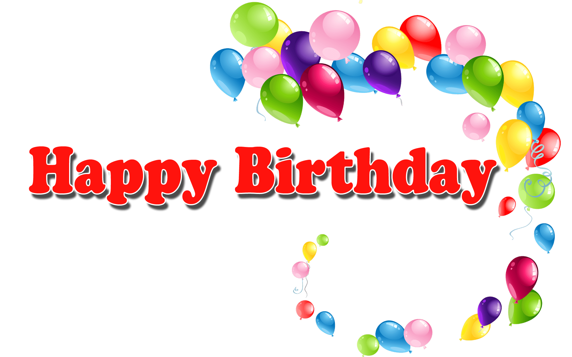 Happy Birthday Red Text With Balloon Arch PNG