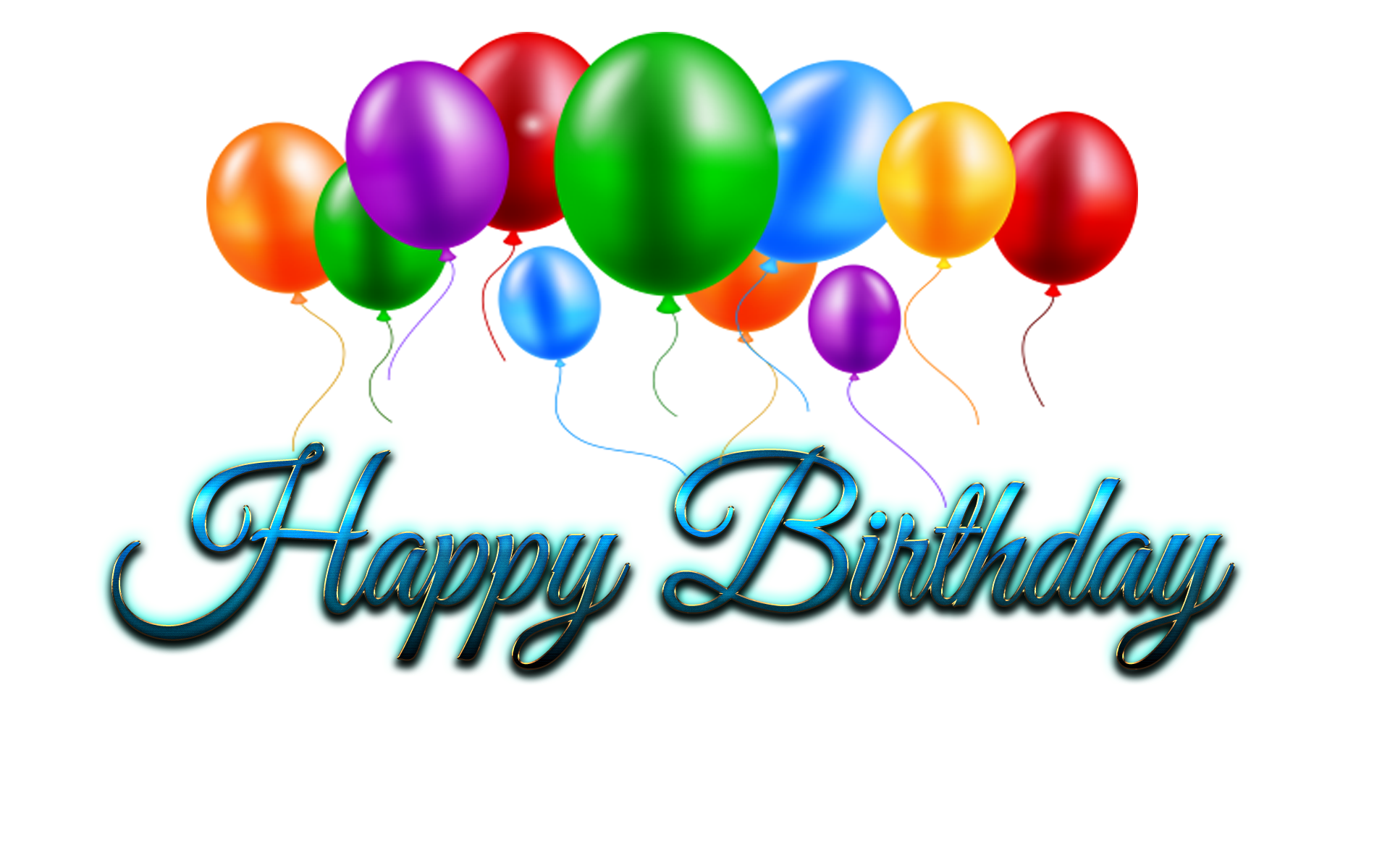 Happy Birthday Script With Colorful Balloons Banner PNG