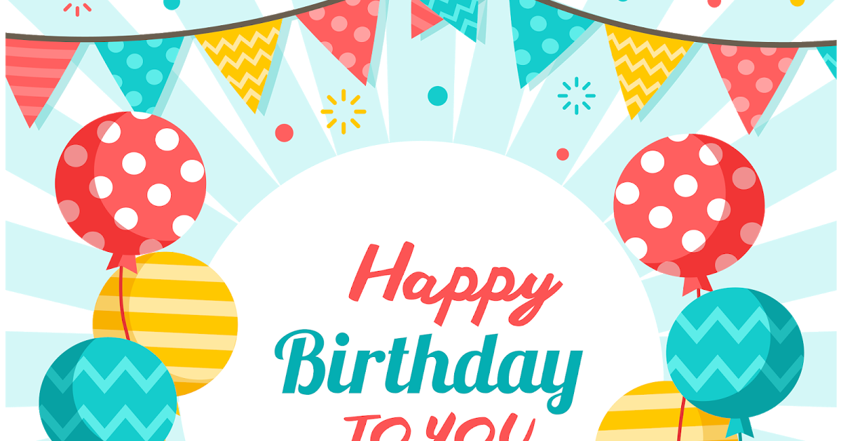 Happy Birthday To You Card With Polka Dot Balloons PNG