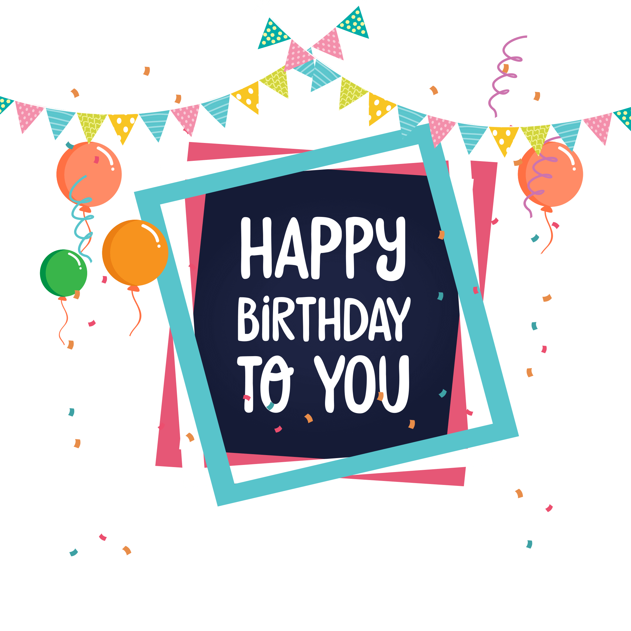 Happy Birthday To You Chalkboard Sign With Bunting PNG Clipart