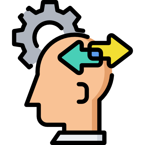 Head Profile With Gear And Colorful Arrows Behavior Icon PNG Image With Transparency